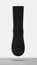 Charcoal Black Cashmere-Blend Ribbed Sock