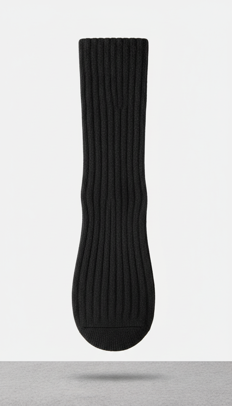 Charcoal Black Cashmere-Blend Ribbed Sock